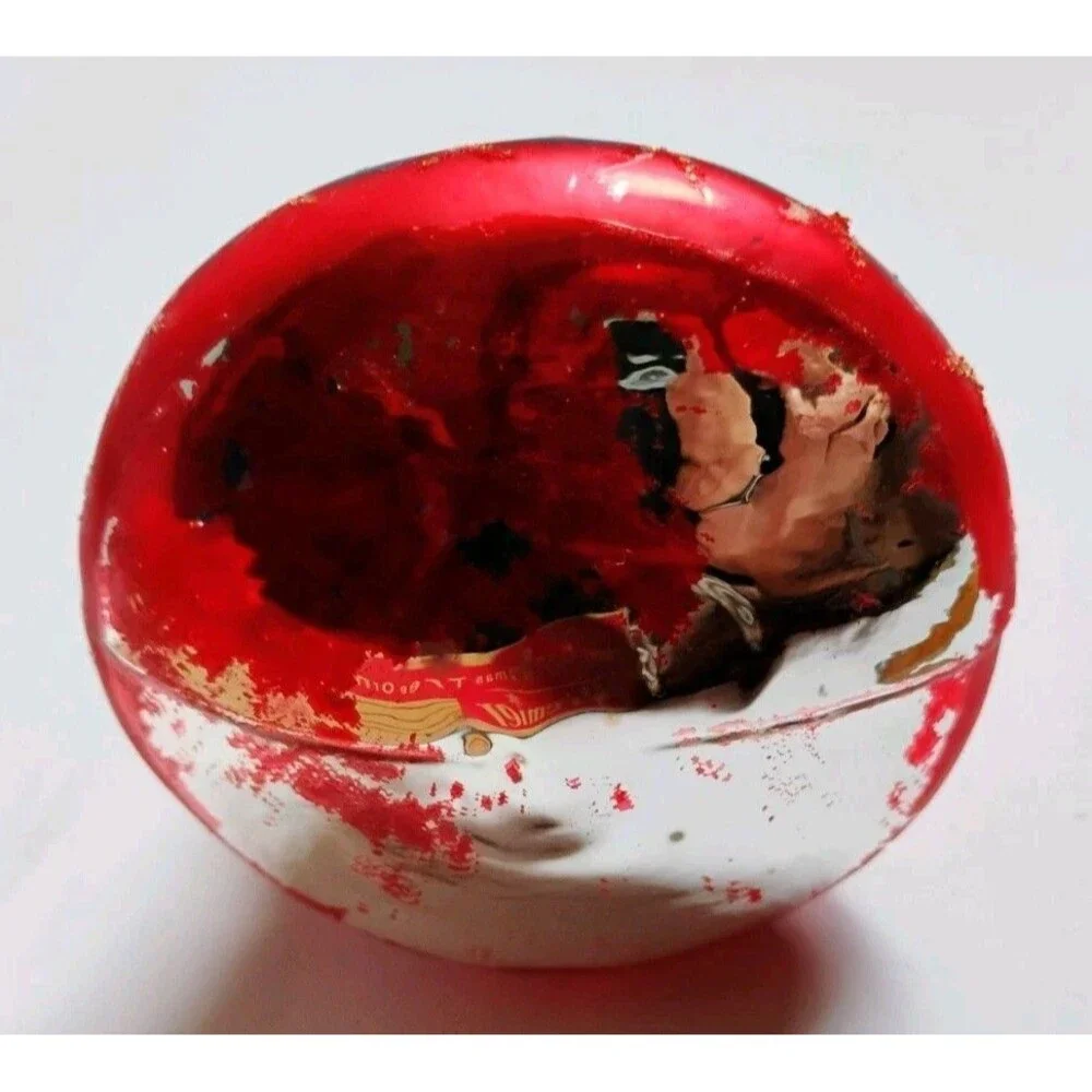 Vintage Poland Glass Christmas Ornament Red Tiered Cake Pagoda Bell Hand Painted